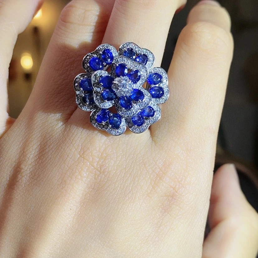 【闪购商品】戒指蓝宝石银S925镶嵌