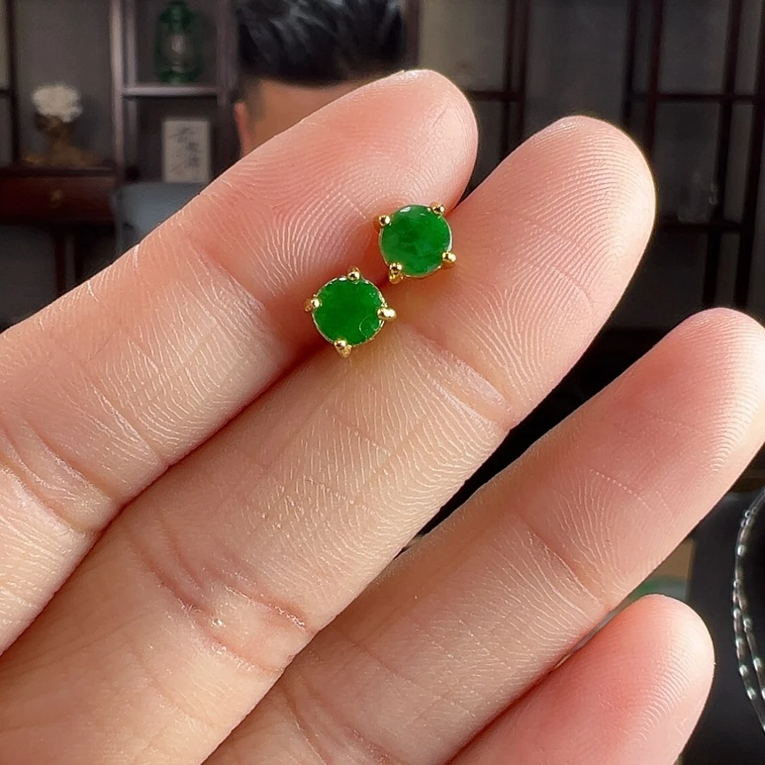 翡翠银S925镶嵌耳饰耳环50