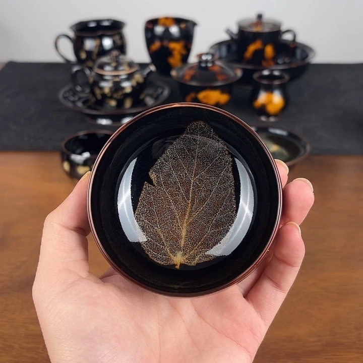 瓷微瑕福利木叶天目禅定杯