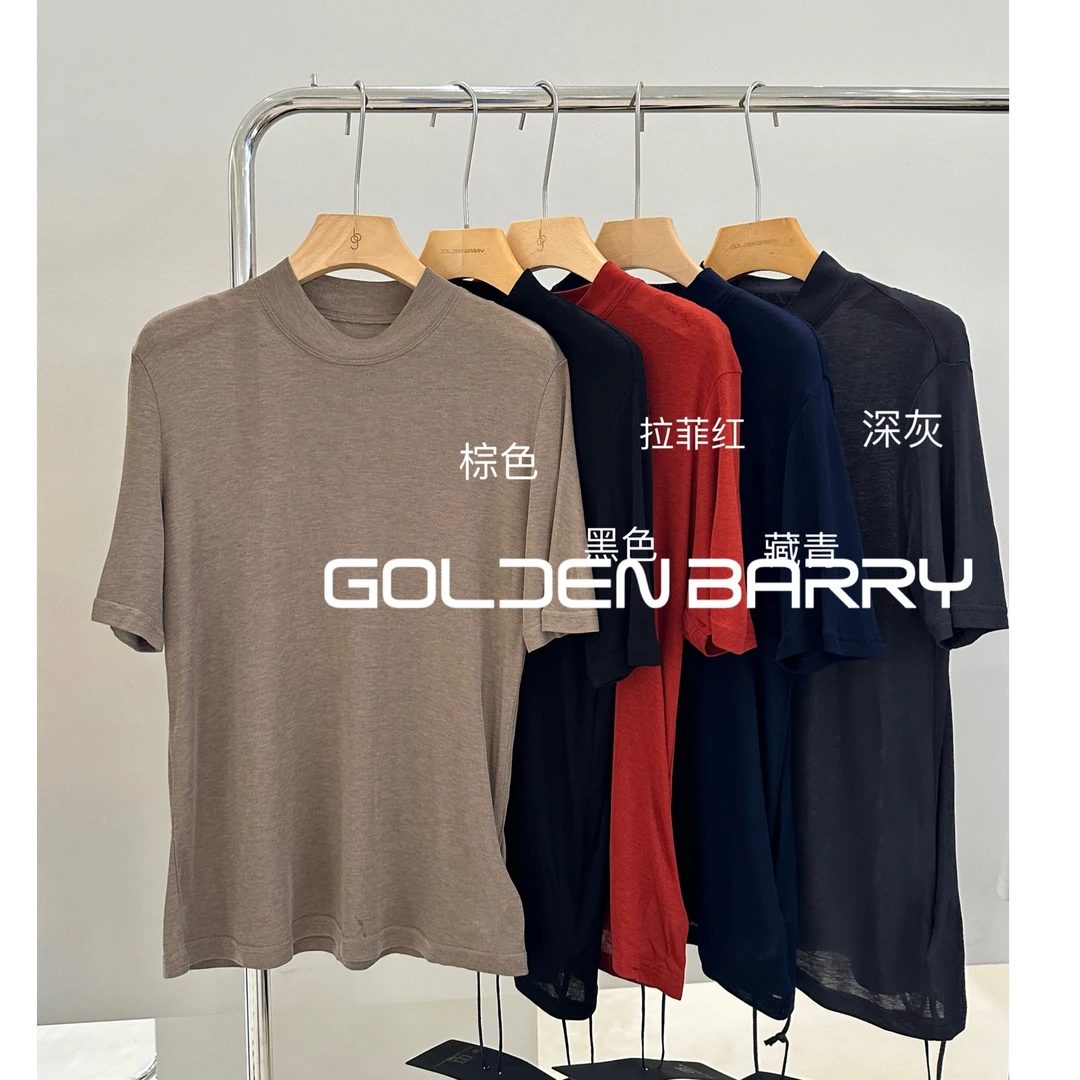 GOLDENBARRY201847简约舒适百搭休闲时尚纯色高级设计感打底衫