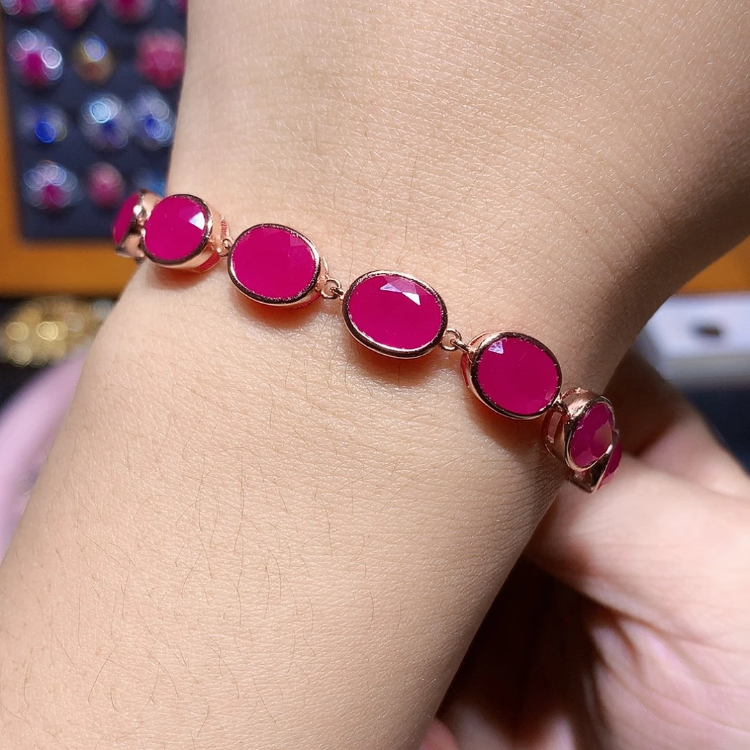 银S925镶嵌手链红宝石