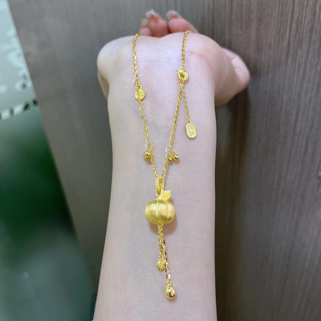 5G工艺足金999拉丝款南瓜满盈套链