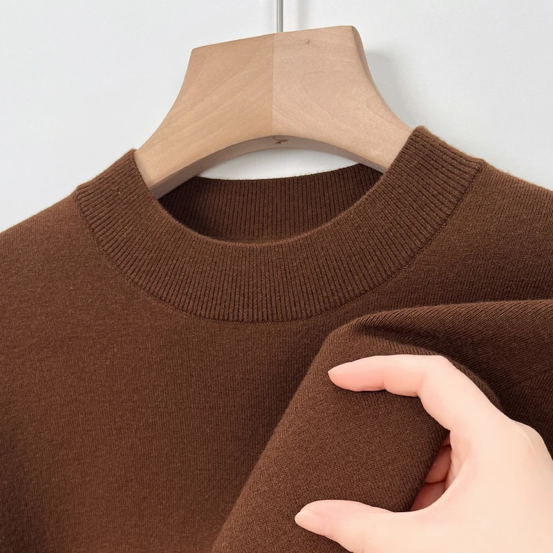 雪中飞2025秋冬新品男士羊毛衫套头针织衫圆领纯色打底衫百搭保暖