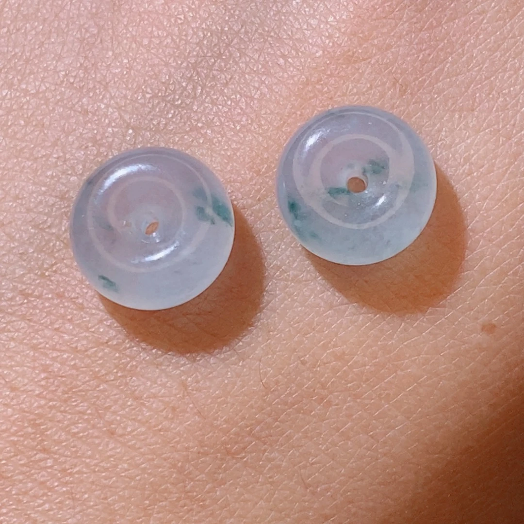 定制翡翠未镶嵌缅甸翡翠平安扣一对