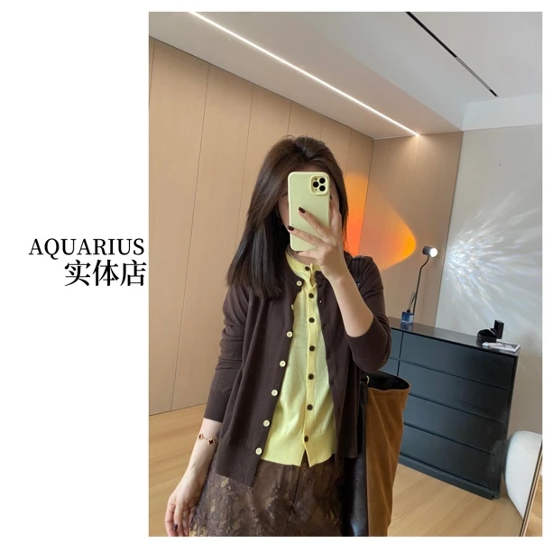 【AQUARIUS 】（温柔旋律）圆领针织开衫假两件上衣66200