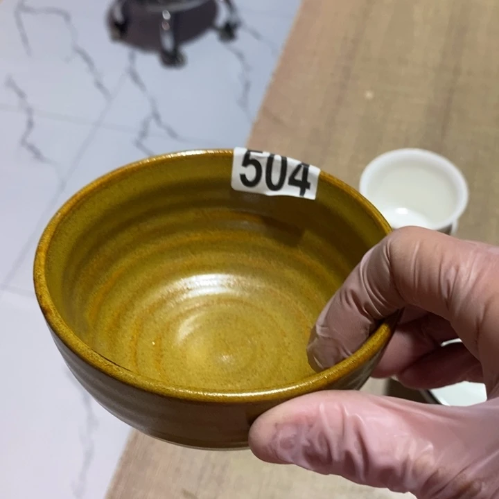 瓷片五厂窑变黄金釉小碗