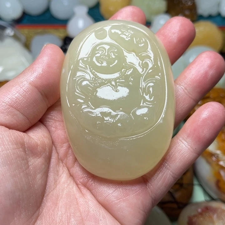 石材天然方解石手把件不退换