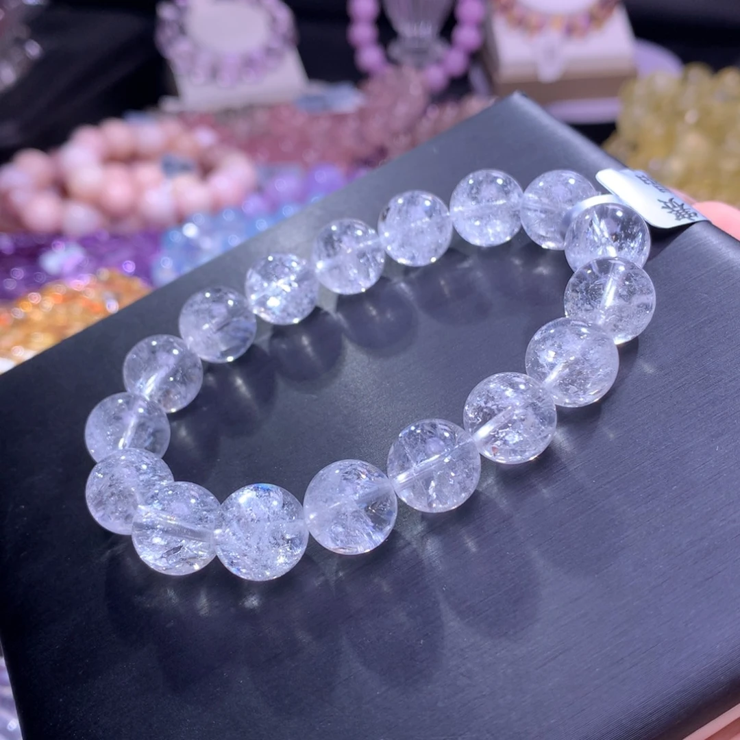 银S925镶嵌水晶手串白阿塞