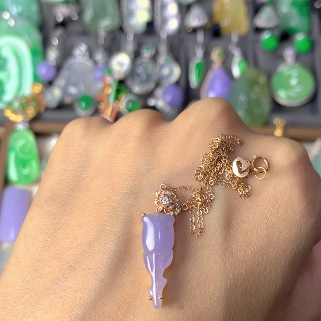 翡翠18K金镶嵌吊坠(不含链)