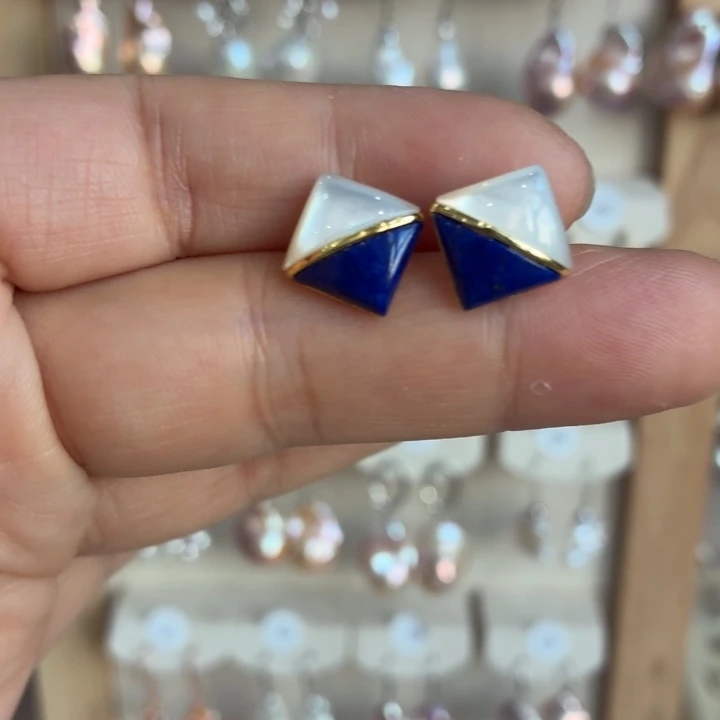 银S925镶嵌淡水珍珠耳饰