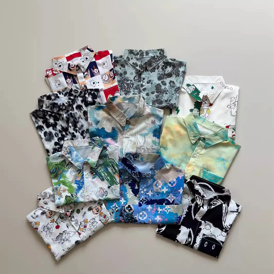 【清仓2件装】男童夏季休闲港风潮流百搭衬衣洋气时髦短袖衬衣