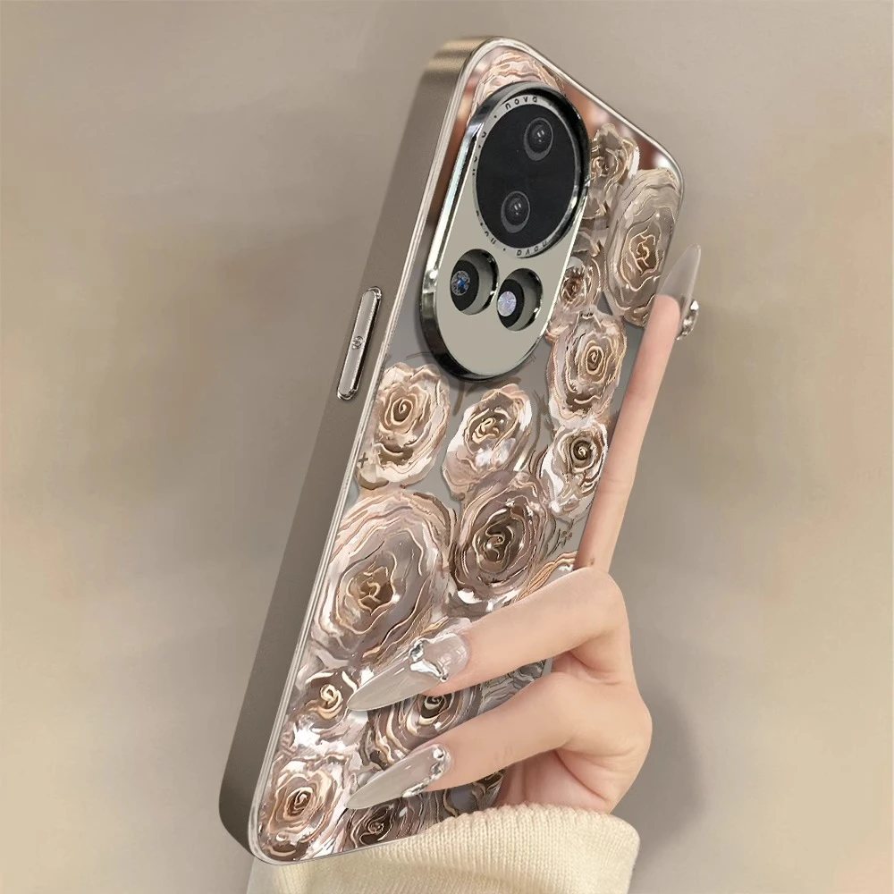 适用华为nova15pro手机壳英文玫瑰nova15ultra补妆镜面14保护套13