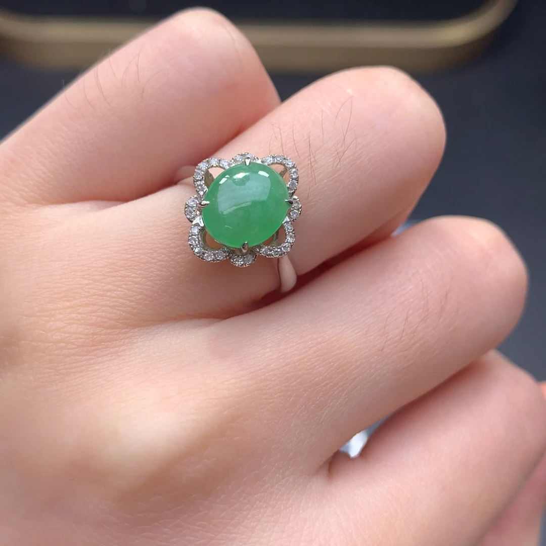 翡翠18K金镶嵌挂件48小时鉴赏期 退货不扣服务费