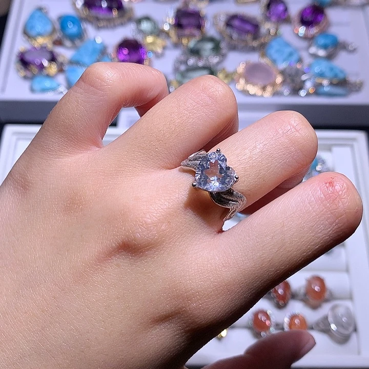 银S925镶嵌戒指水晶