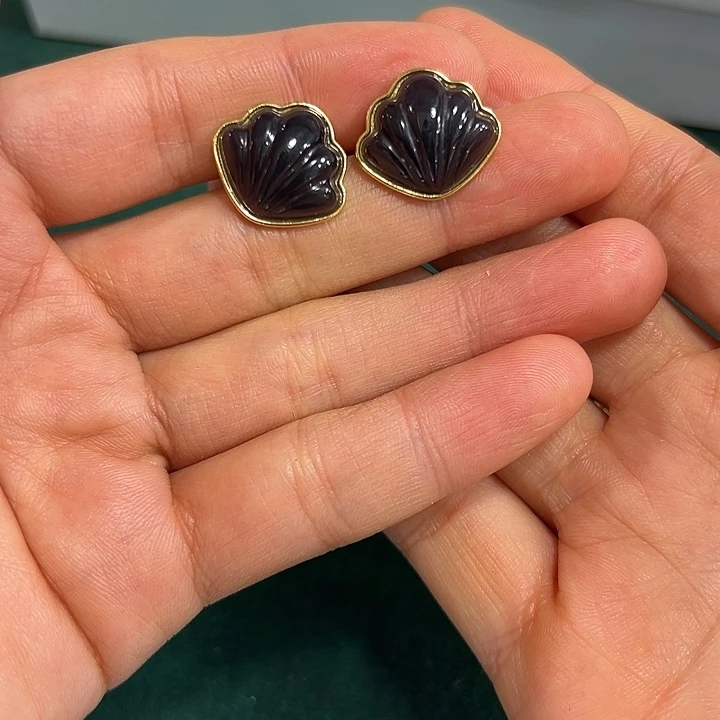 你***y和田玉银S925镶嵌耳饰