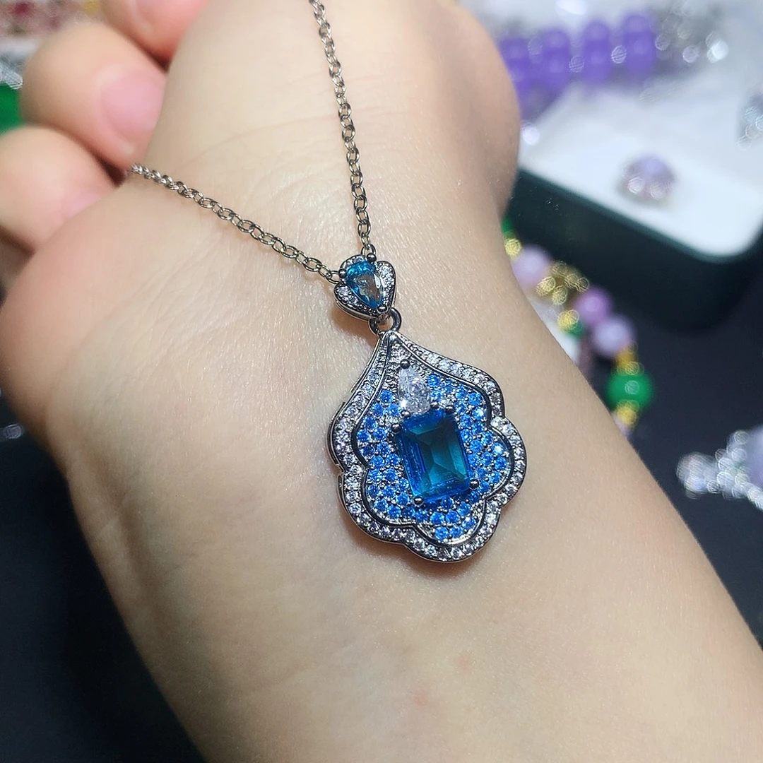 铜合金蓝色满镶吊坠