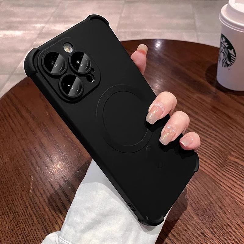四角防摔磁吸苹果16promax手机壳15新款14液态硅胶iPhone13保护套