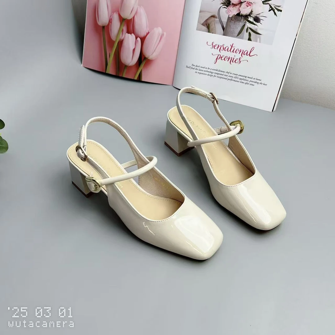 998-88   新款法式气质百搭时尚粗跟包头凉鞋