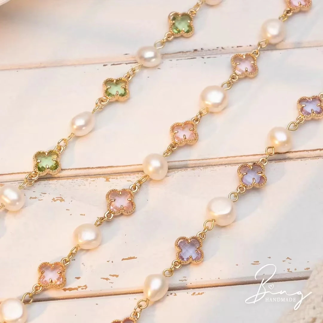 铜合金合成锆石手链 铜合金手链经典天然手工气质白搭可调节手链