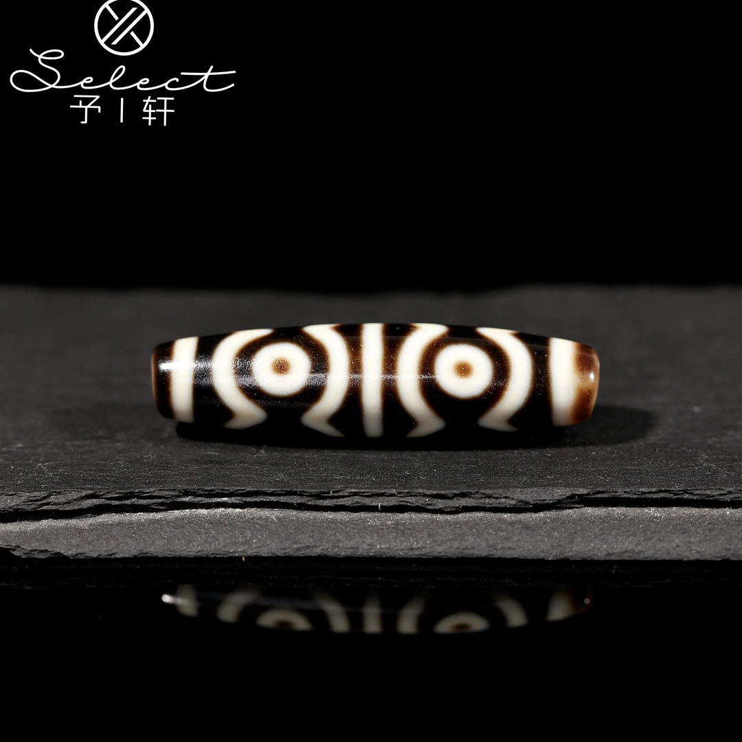 予轩出品；精品聚缘博古手工黑白台珠莲花六眼49.4*12.8mm天珠吊坠