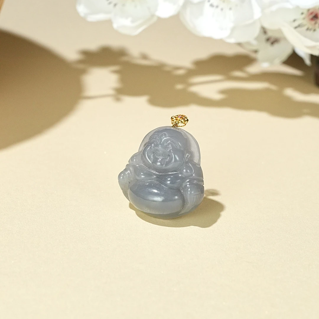 天然和田玉烟紫佛公吊坠 YC2170030