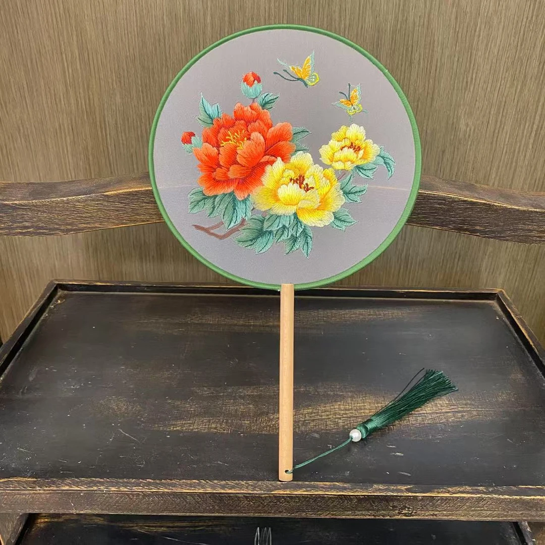 【62争艳牡丹】 苏绣精品双面刺绣古典团扇