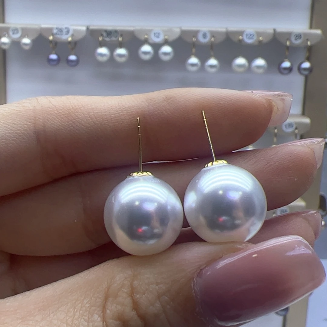 淡水珍珠耳饰18K金镶嵌