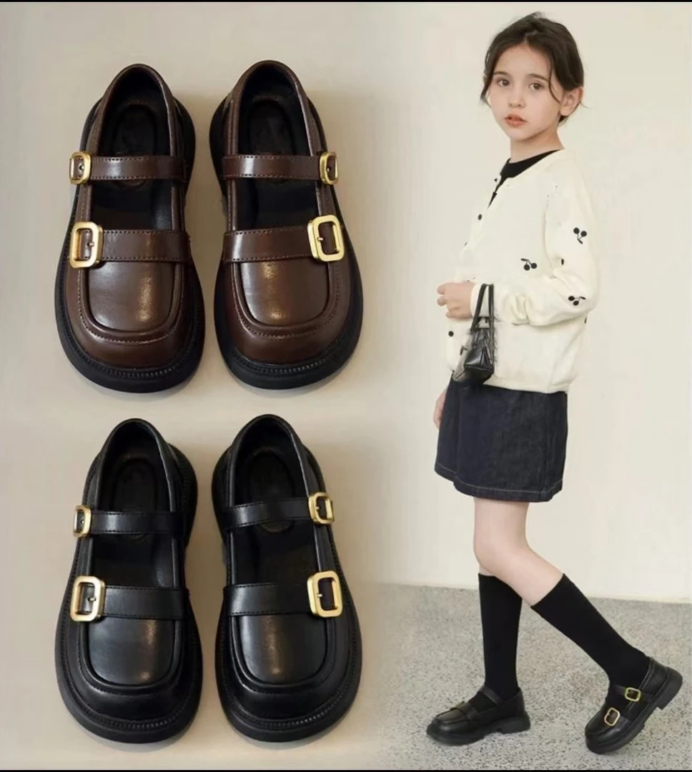 女童小皮鞋春秋2025新款时尚公主鞋儿童鞋子乐福鞋黑色鞋英伦学院