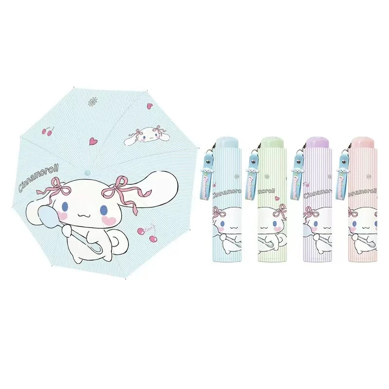 【】三丽鸥AS017硅胶到手4把随身扣8骨三折晴雨便携太阳伞