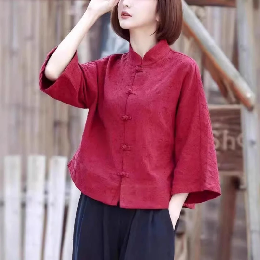 清仓捡漏专柜撤回新中式盘扣棉麻衬衫茶服唐装中国风宽松上衣外套