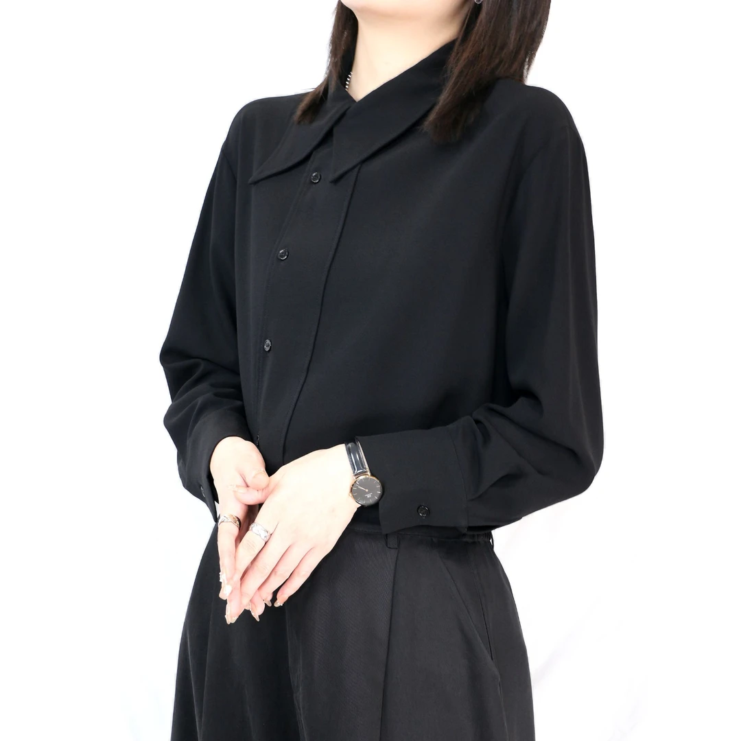 畅形 CHECKLESS宽松上衣女士休闲长袖秋季法式女醋酸衬衫SY0907