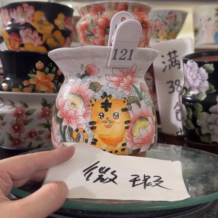 景德镇手绘花盆满38包邮偏远地区除外