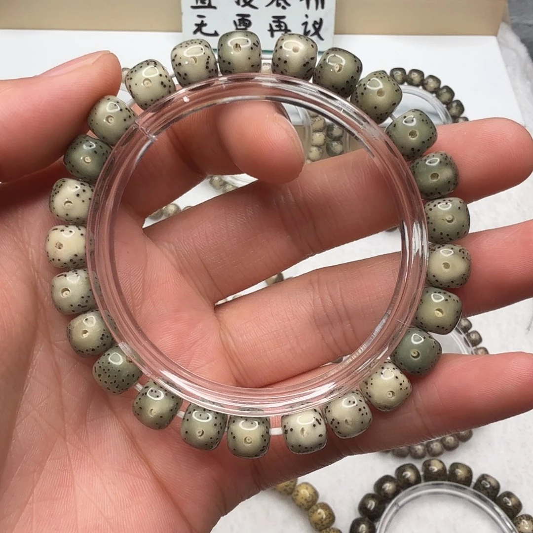 星月菩提手串石玉料青花瓷大眼睛留白细星单圈