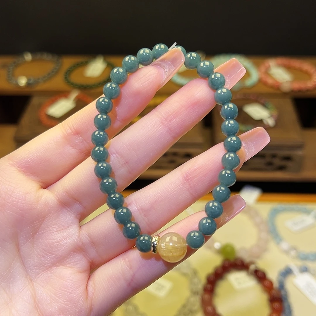 手串银S925镀金镶嵌水晶蓝1184