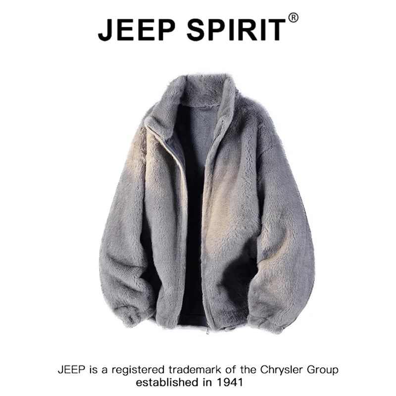 JEEPSPIRIT吉普韩系高级感呢子外套男冬季潮牌加厚高级感夹克上衣