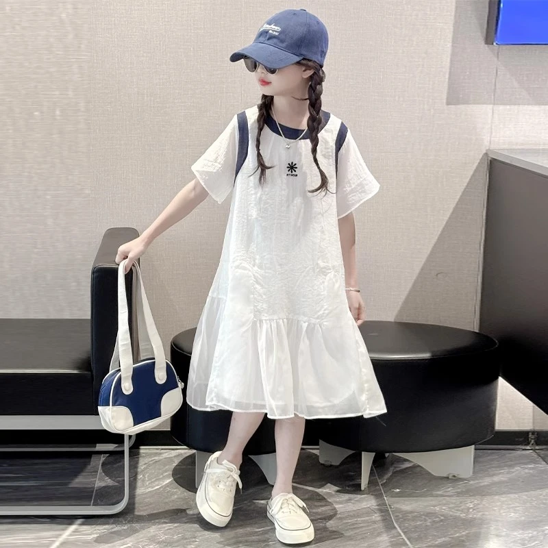 女童连衣裙夏季2025新款洋气中大童短袖公主裙夏装6-12岁儿童裙子