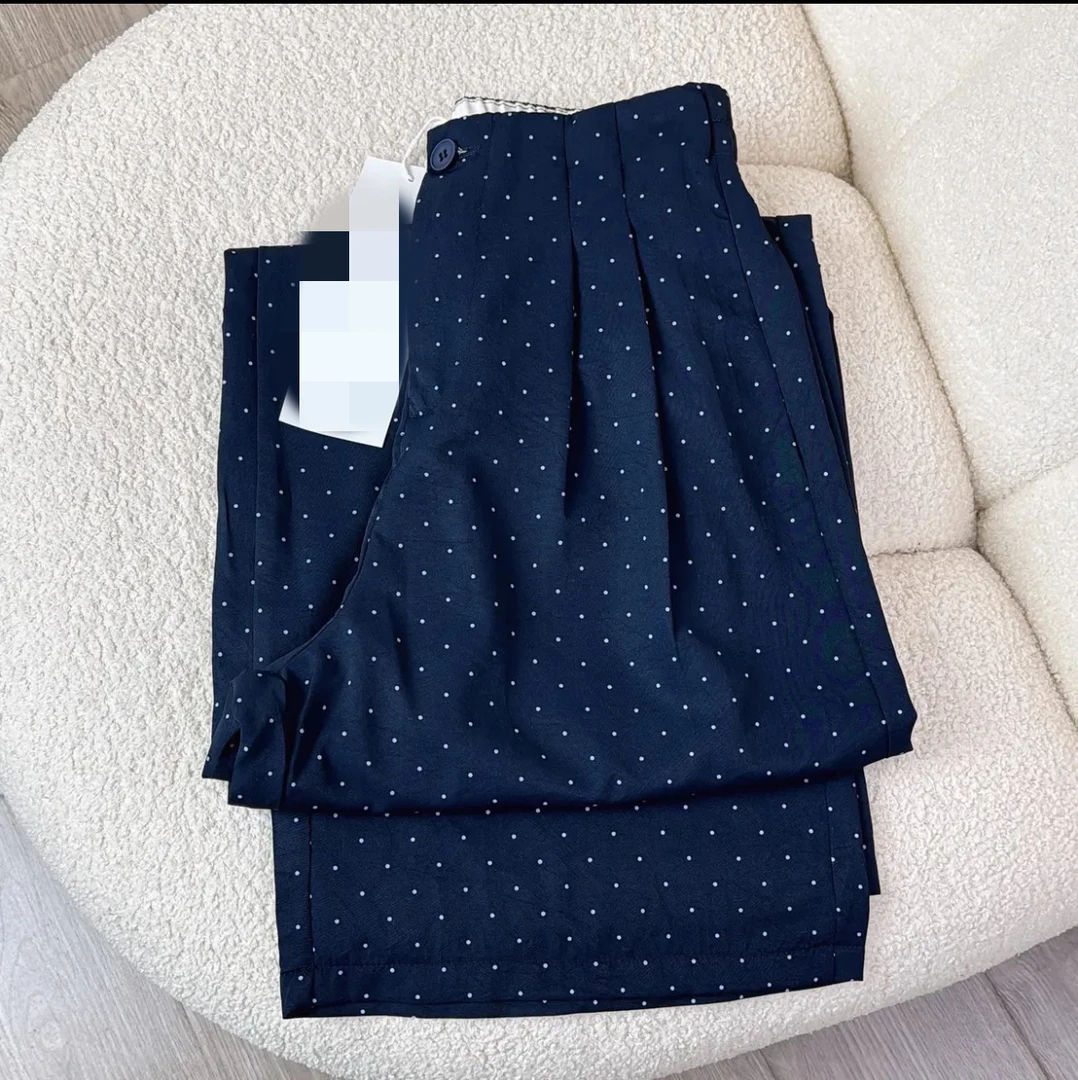 冰丝波点裤女夏薄款宽松显瘦垂感慵懒风山本西装裤