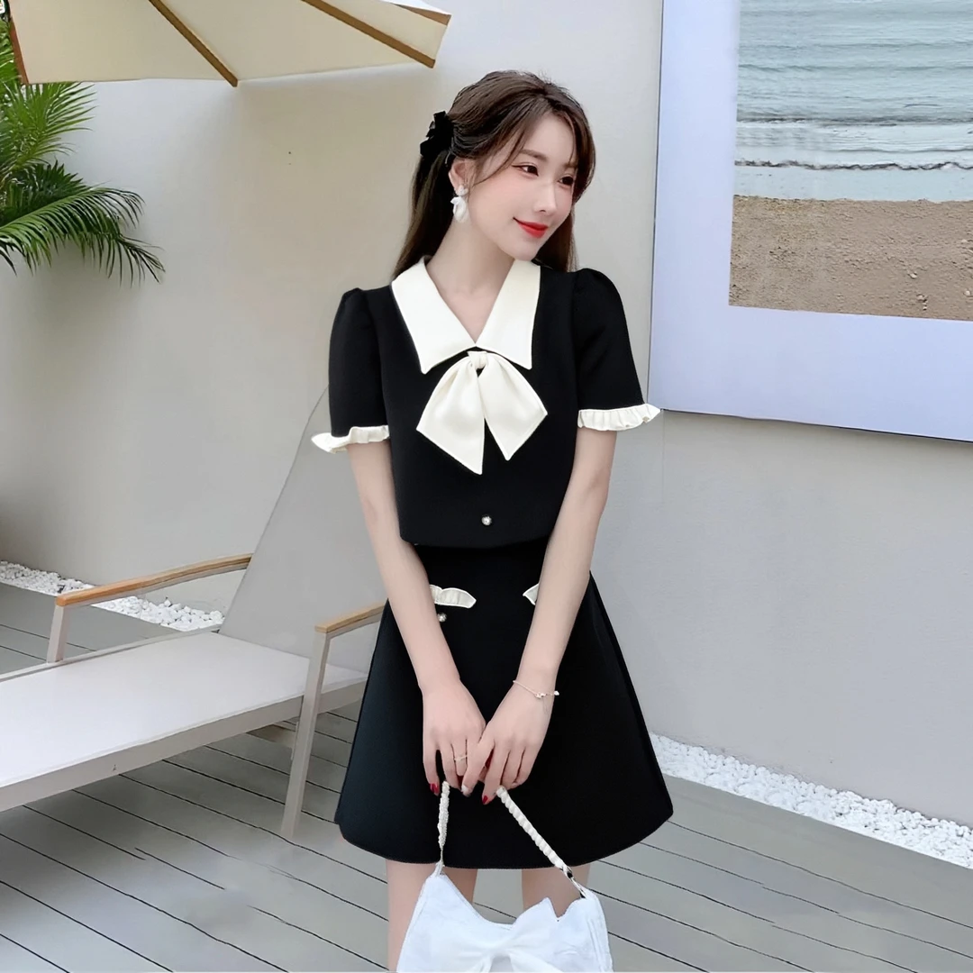 A黑色赫本风法式连衣裙夏季2025新款高级感收腰富家千金风D1083