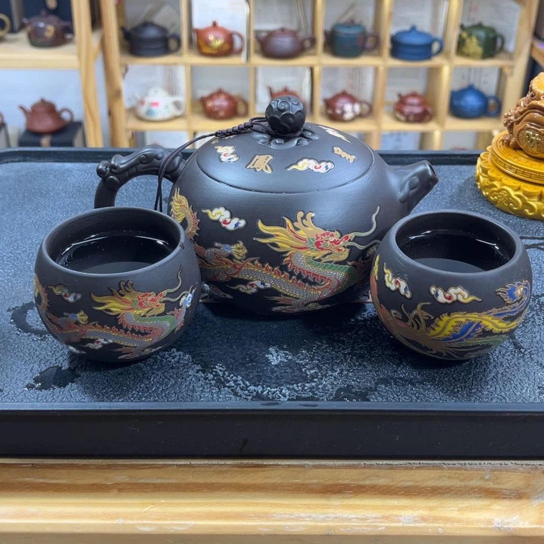 紫砂紫砂龙凤变色西施（一壶两杯）