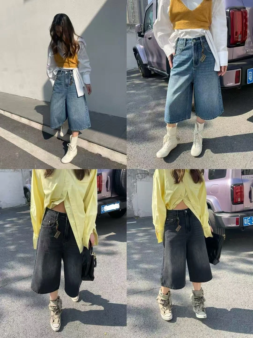 IN OASIS 挂件牛仔中裤小众设计感