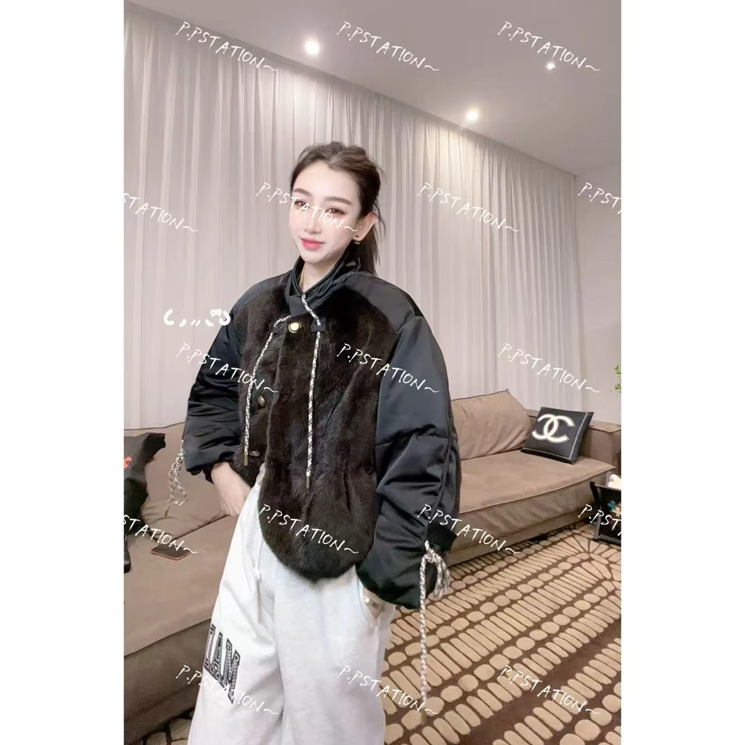 PP 2025 | 沐染 秋冬暖系风抽绳黑布料配水貂轻奢鹅绒服25932