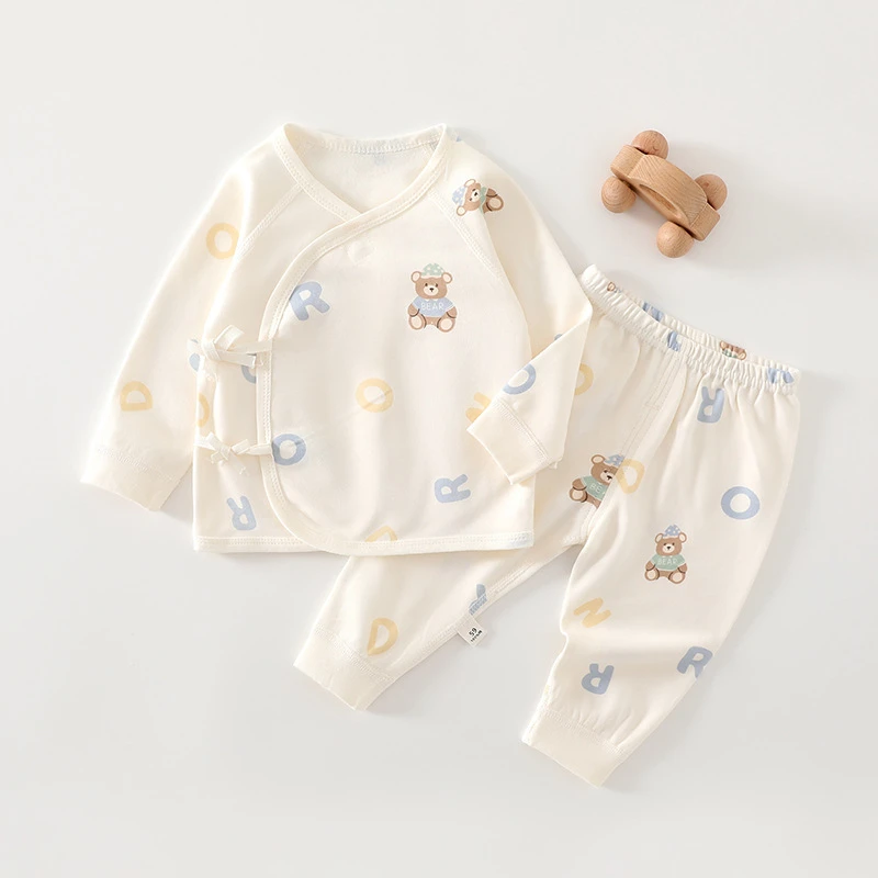 婴儿和尚服新生分体套装宝宝内衣纯棉四季新生儿衣服春秋无骨绑带