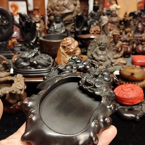 木老红木雕刻文房笔洗