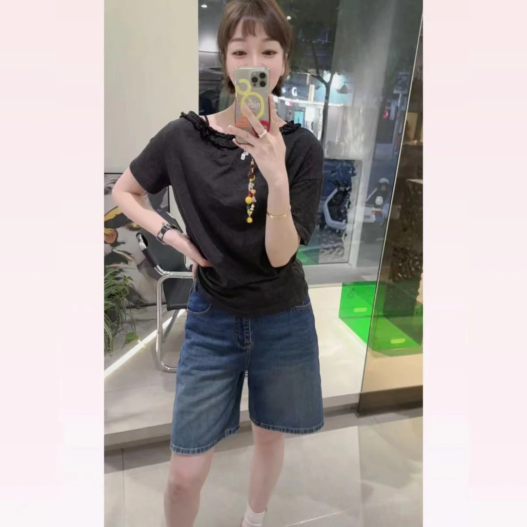 春苗女装   斜肩气质上衣     夏季休闲时尚舒适显瘦