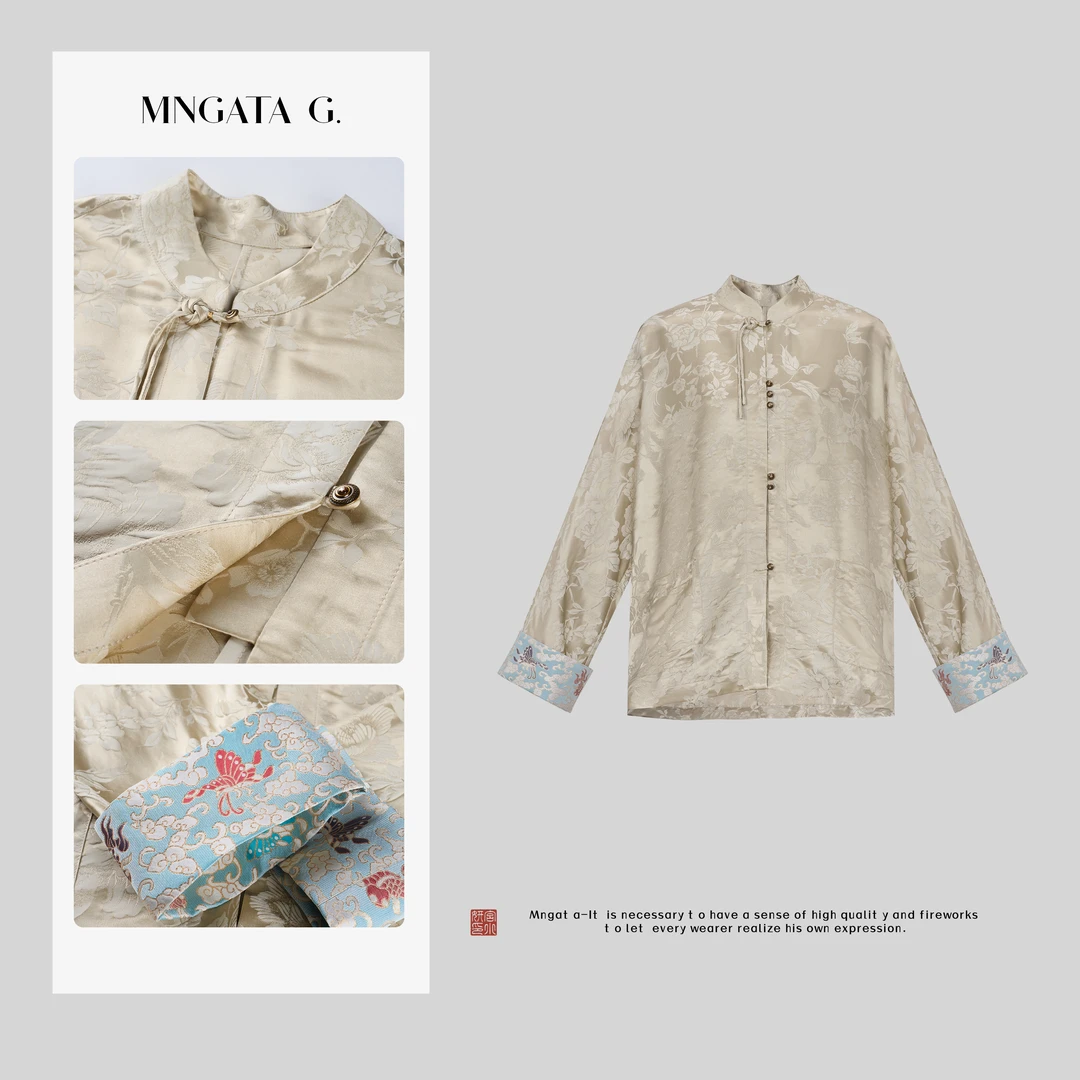 MNGATA G.宫小妍 【宝玉】早秋新中式中国风提花拼袖外套4X031596