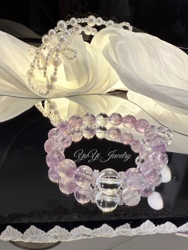 【紫气东来】天然水晶手串 紫兔毛 跑环 气质简约 多样性发其一