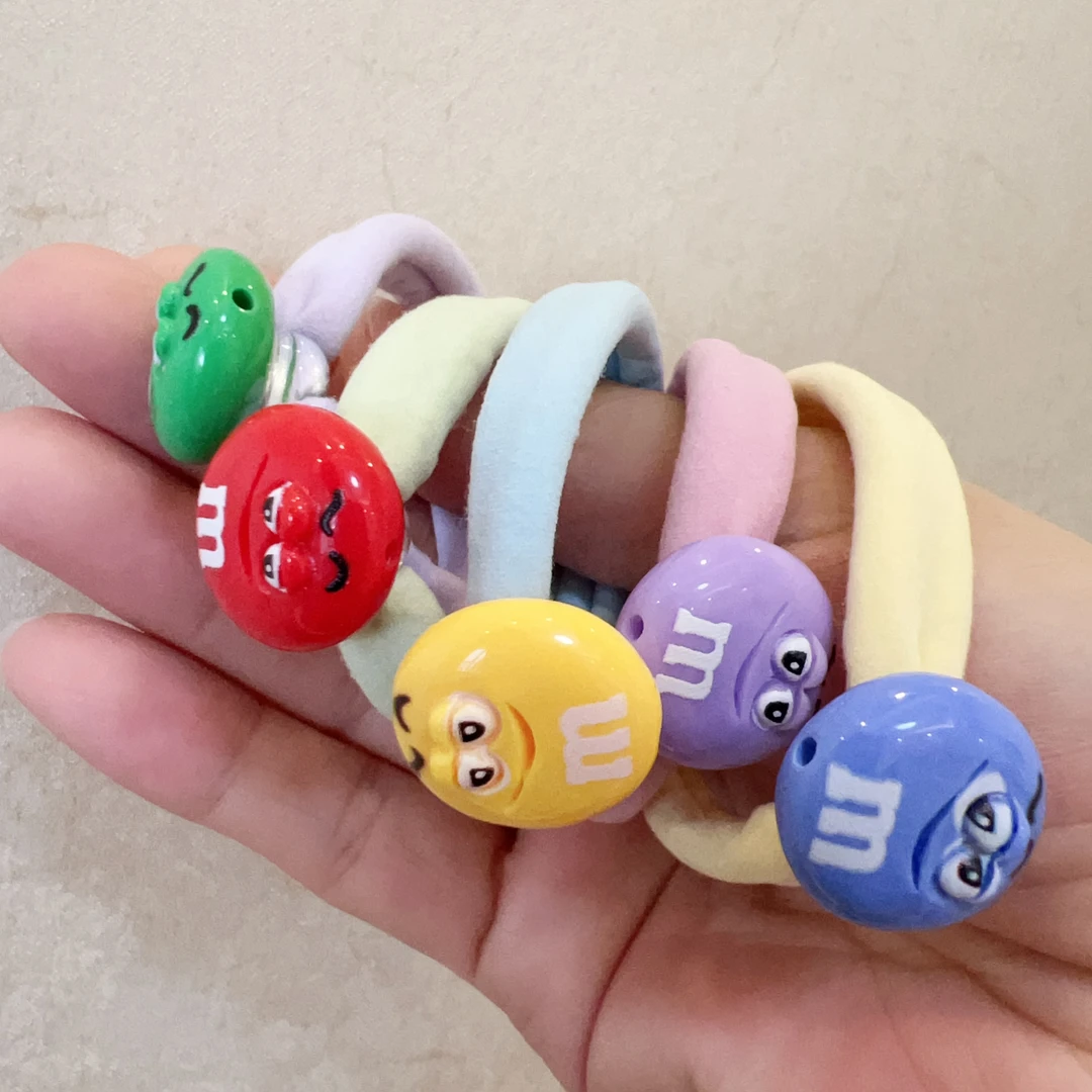 卡通风m豆发绳牛奶丝发圈J1649