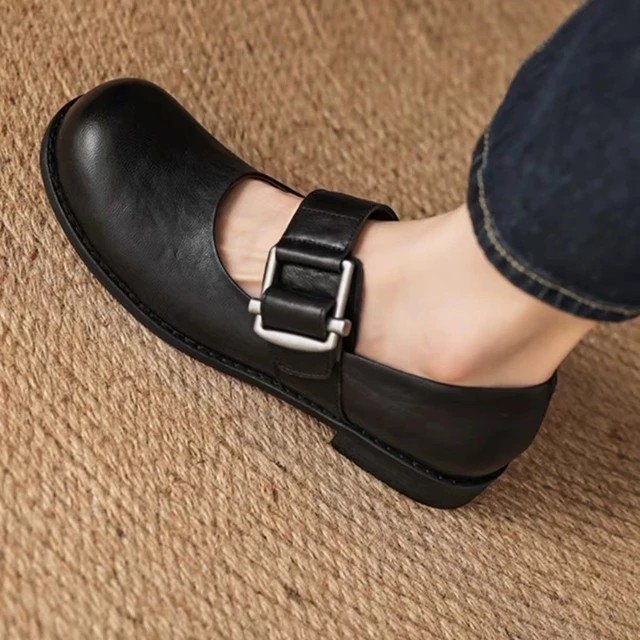 现货款~工厂直供 伊顿庄园~圆头玛丽珍鞋女简约通勤粗低跟浅口单