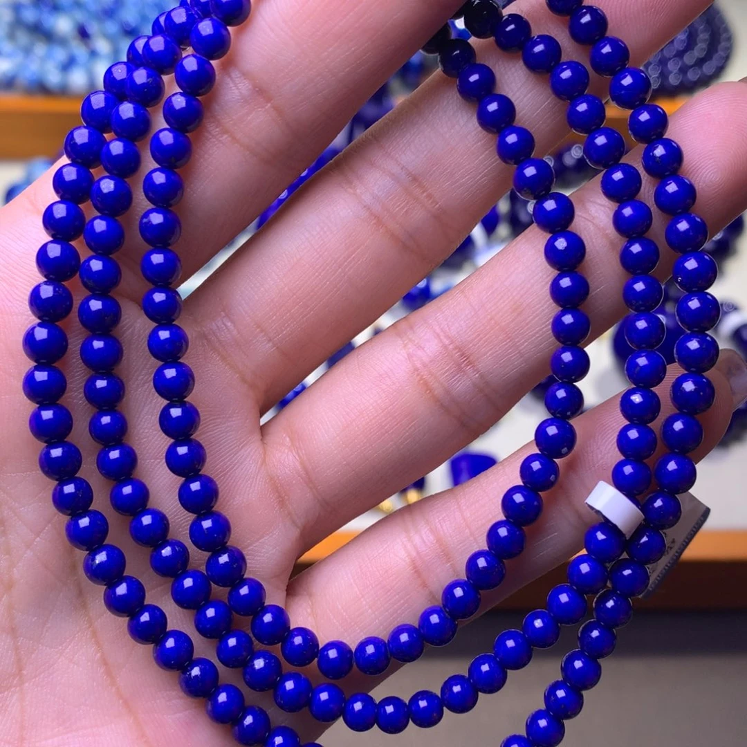 青金石未镶嵌手串4.8mm4圈