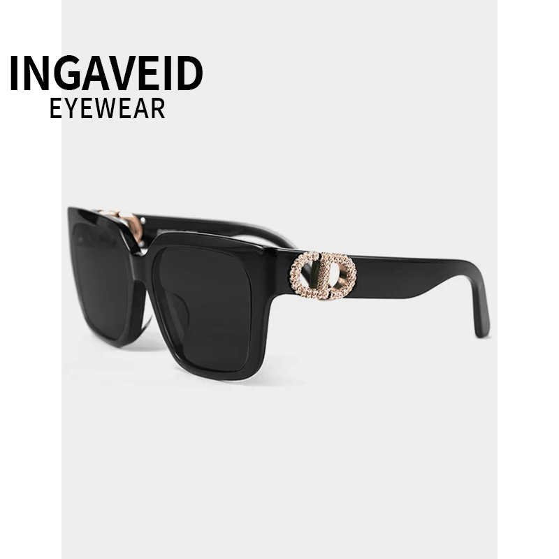 INGAVEID/英格威丹2025新款镶钻猫眼墨镜女大框显瘦复古太阳眼镜